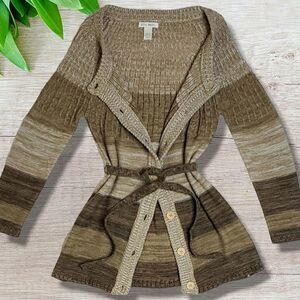 Tru Self Button-Up Tie Around Cardigan Sweater